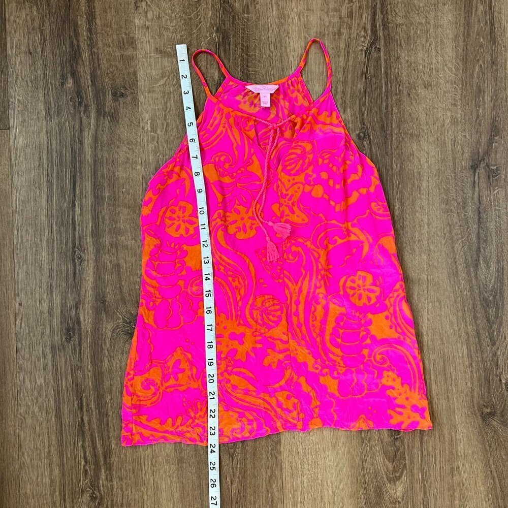 Lilly Pulitzer Pink Finn Silk Halter Pop Orange Tassel Tank Top/Cami Size XS - Picture 5 of 10